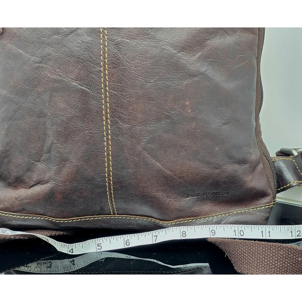 Americana Workwear Jack Georges Sling Bag Unisex 12″×11″ Dark Brown Leather
